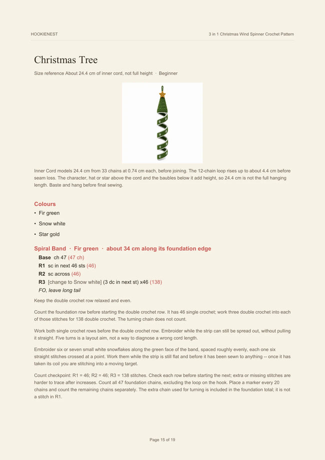 Christmas Tree spinner spiral-band crochet instructions on bundle PDF page 69