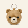 The finished crochet Bear bag charm on its own