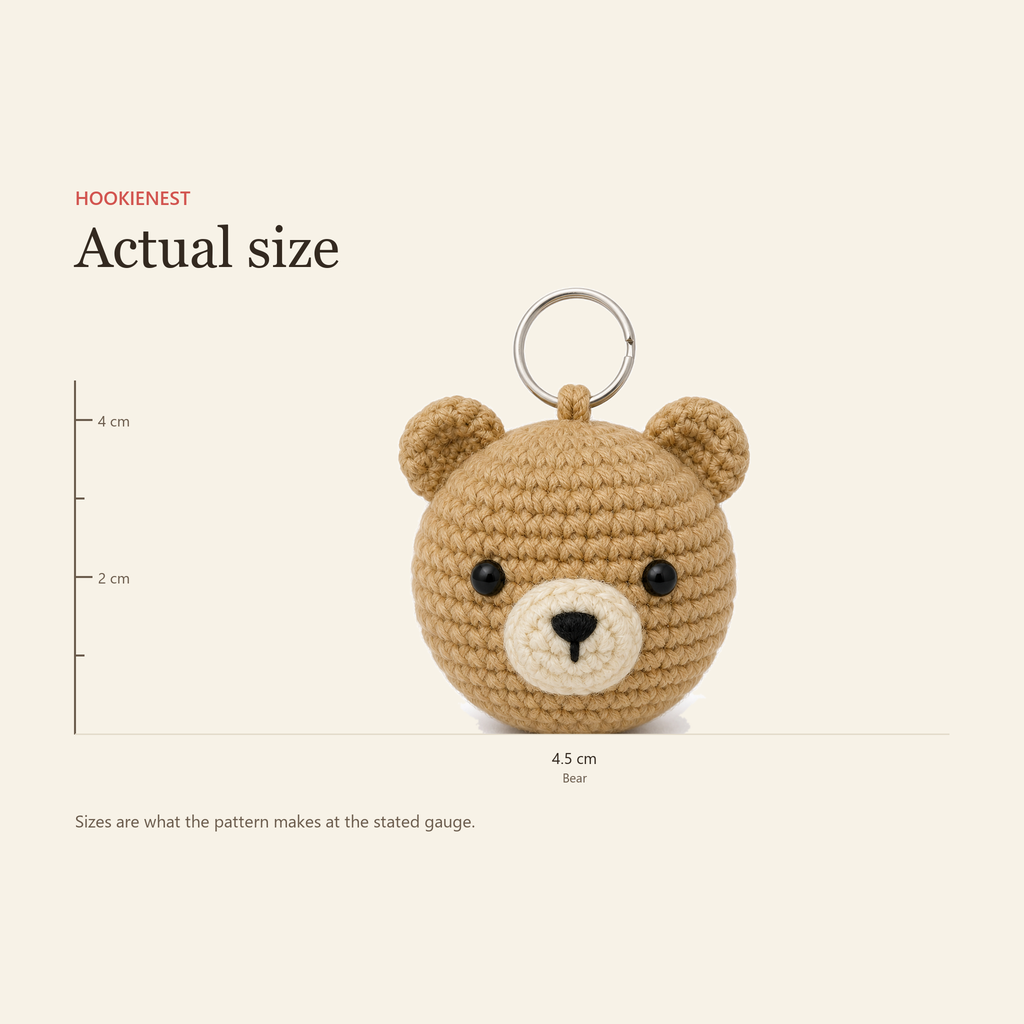 The Bear charm beside a centimetre ruler, finishing at 4.5 cm