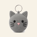 The finished crochet Cat bag charm on its own
