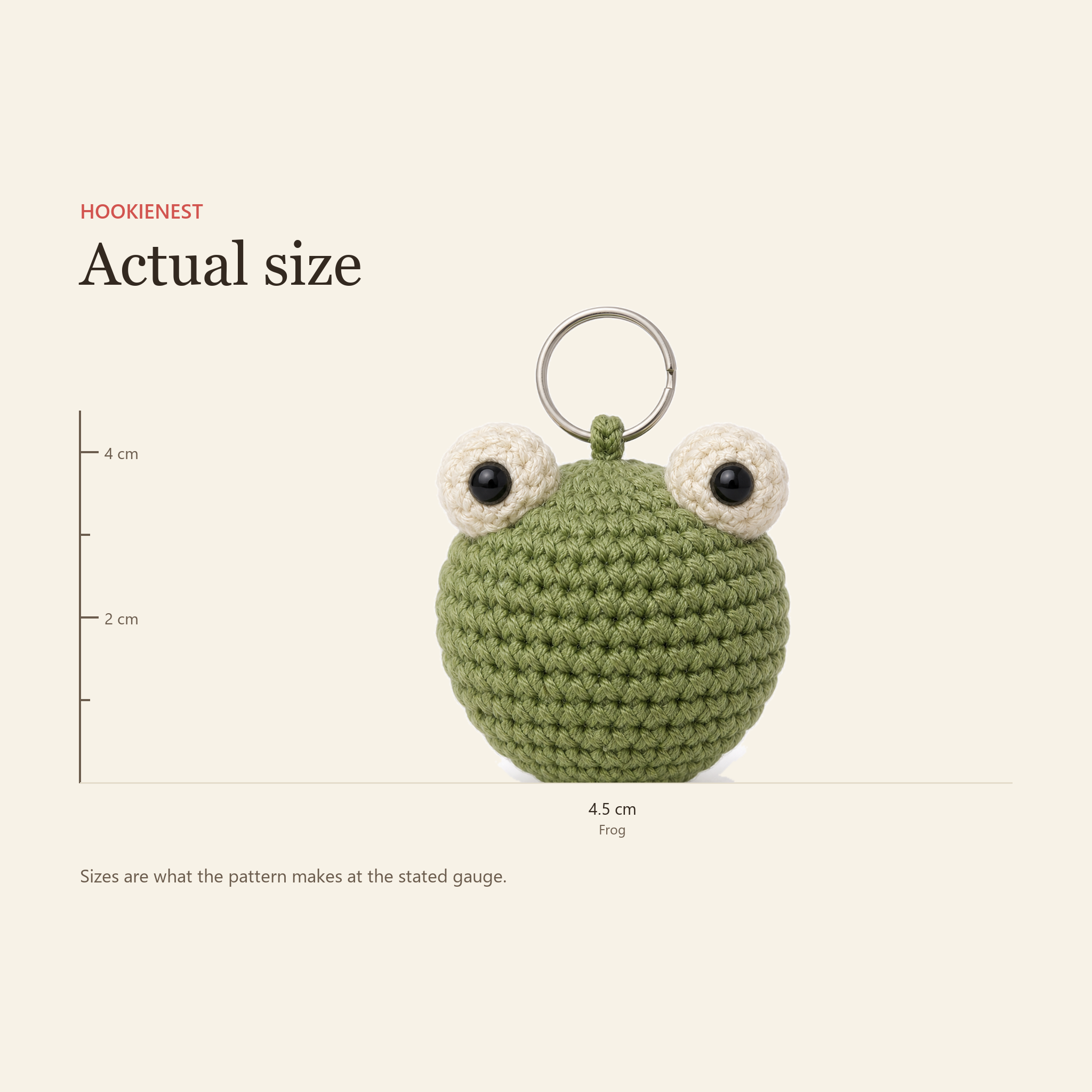 The Frog charm beside a centimetre ruler, finishing at 4.5 cm