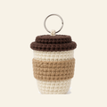 The finished crochet Coffee Cup bag charm on its own
