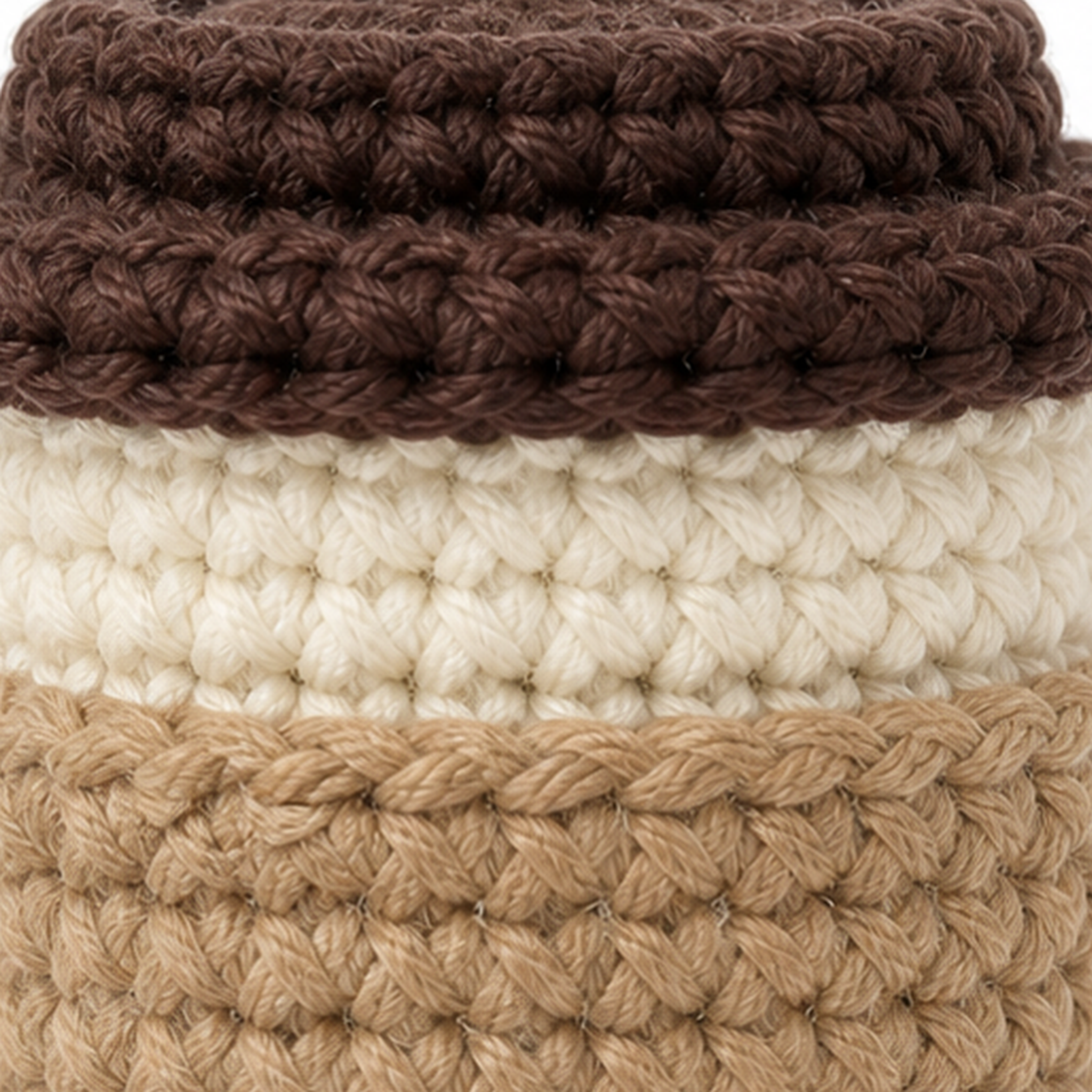 Close-up of the crochet stitches on the Coffee Cup charm