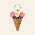 The finished crochet Mini Bouquet keychain on its own