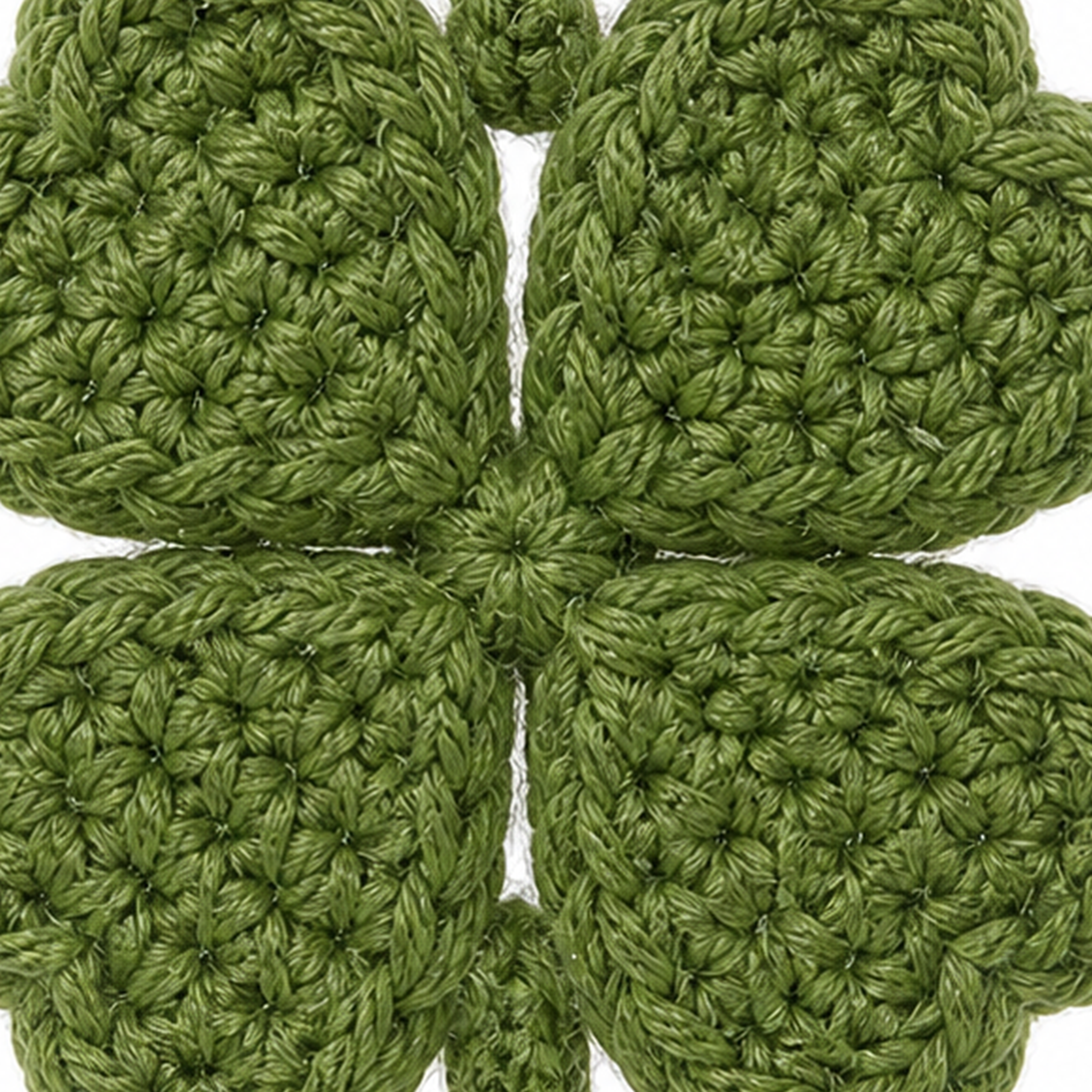 Close-up of the crochet stitches on the Four-Leaf Clover keychain