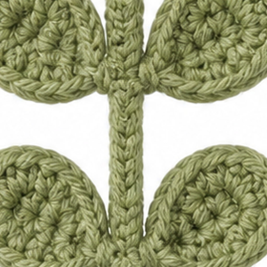 Close-up of the crochet stitches on the Eucalyptus Stem keychain