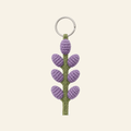 The finished crochet Lavender Sprig keychain on its own