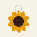 The finished crochet Sunflower keychain on its own