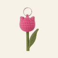 The finished crochet Tulip keychain on its own