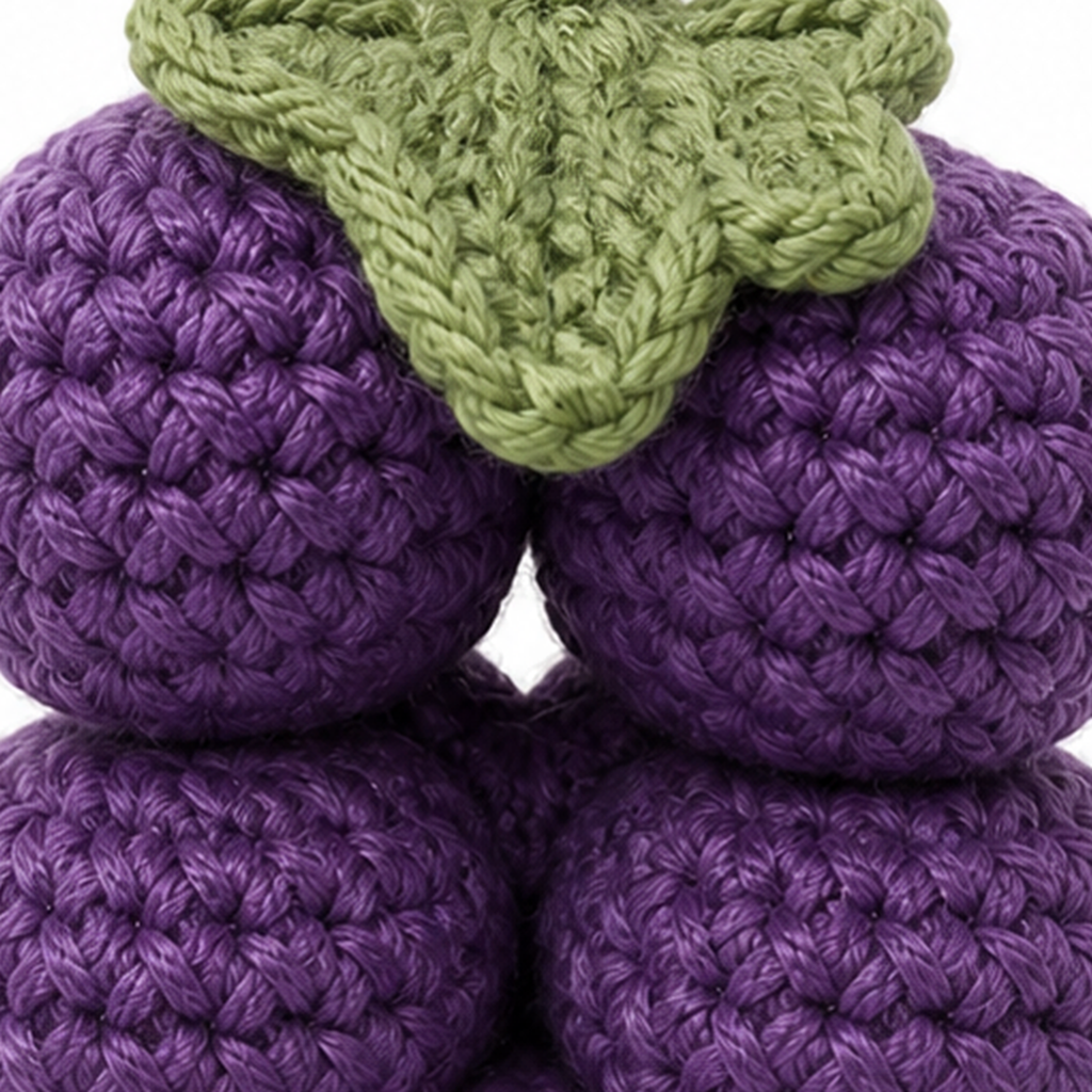 Close-up of the crochet stitches on the Grape Cluster charm