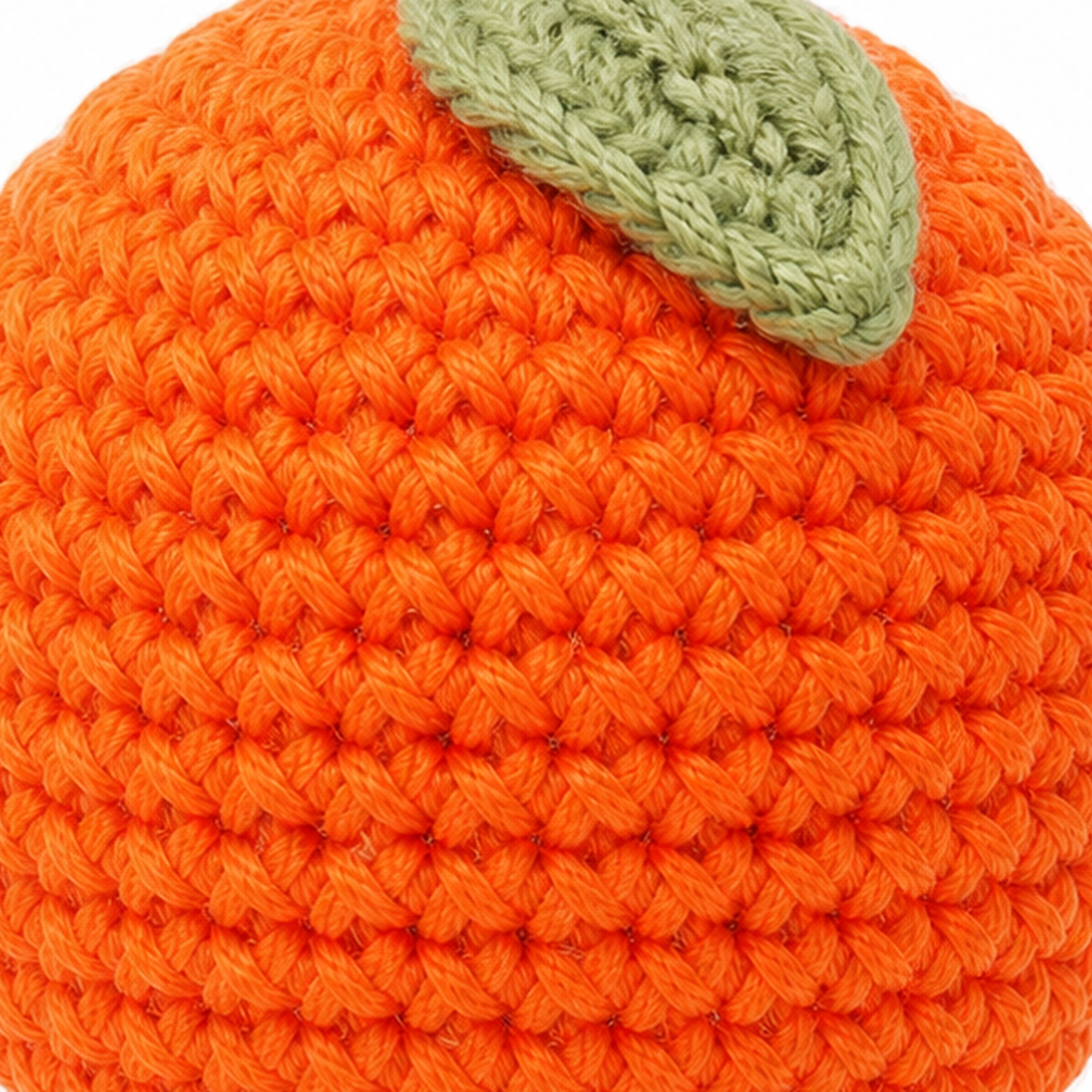 Close-up of the crochet stitches on the Orange charm