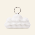 The finished crochet Cloud bag charm on its own