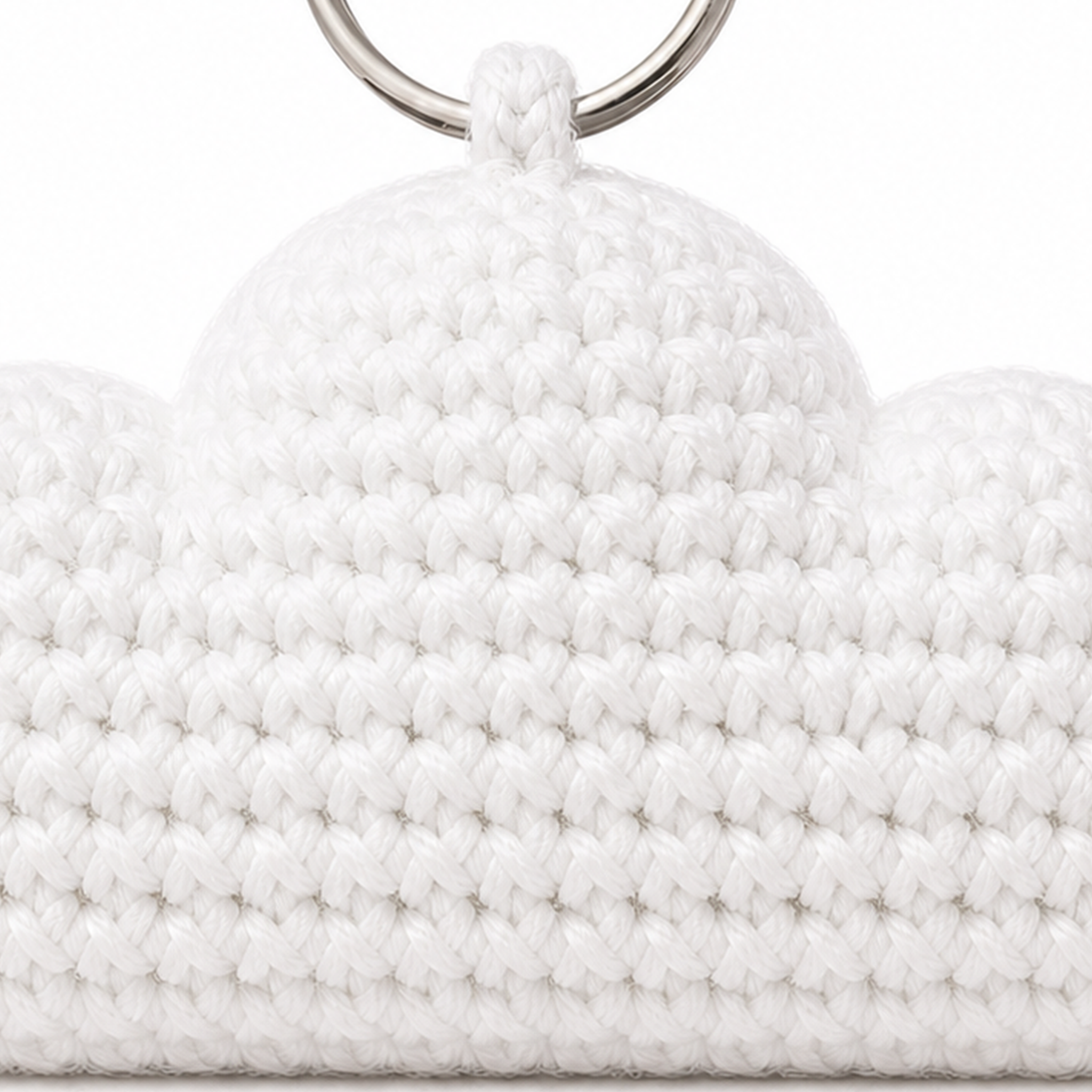Close-up of the crochet stitches on the Cloud charm