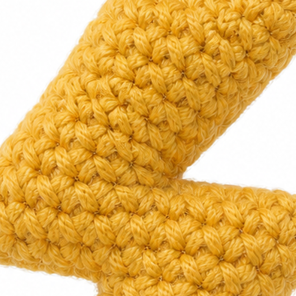 Close-up of the crochet stitches on the Lightning Bolt charm
