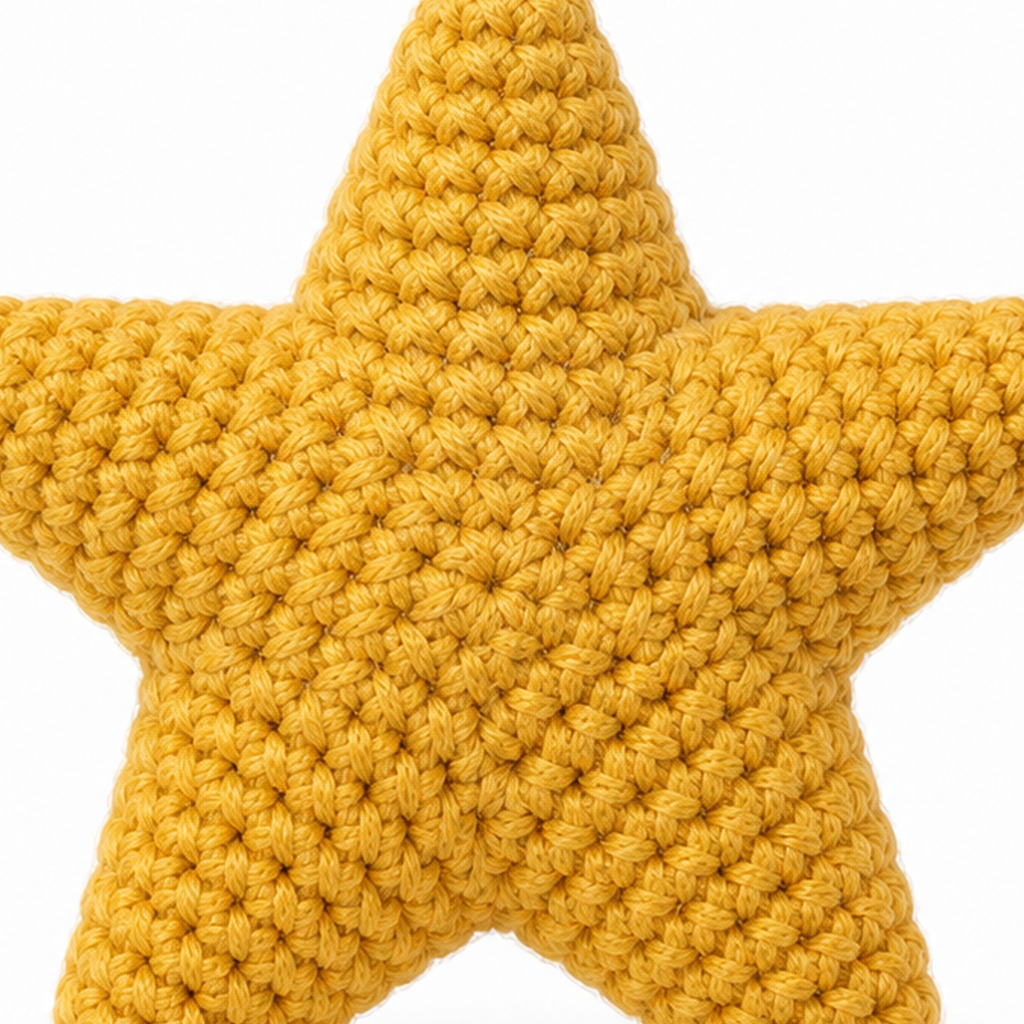 Close-up of the crochet stitches on the Star charm