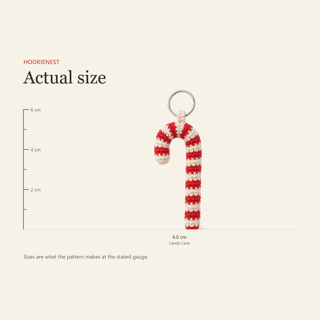 Candy Cane shown against a ruler at actual size