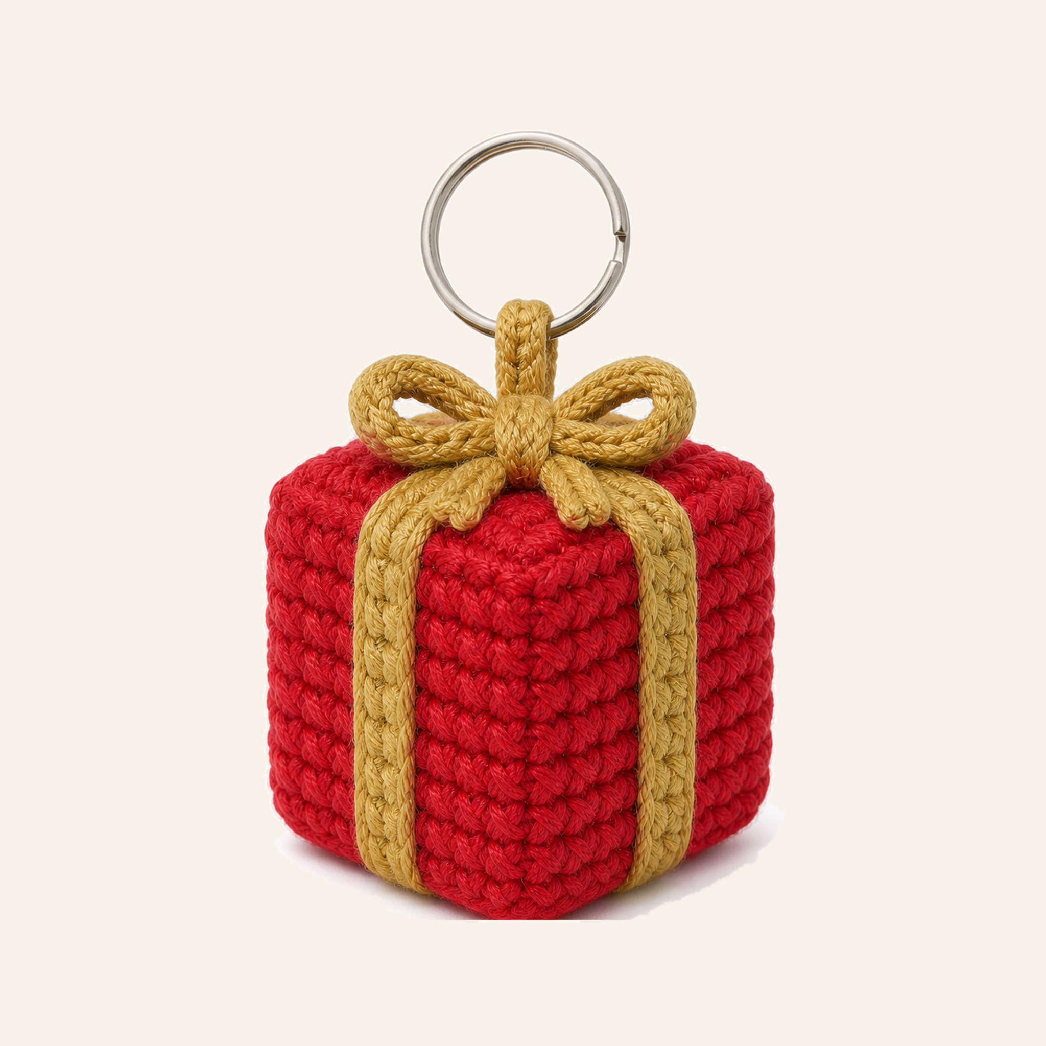 Gift Box crochet charm, finished