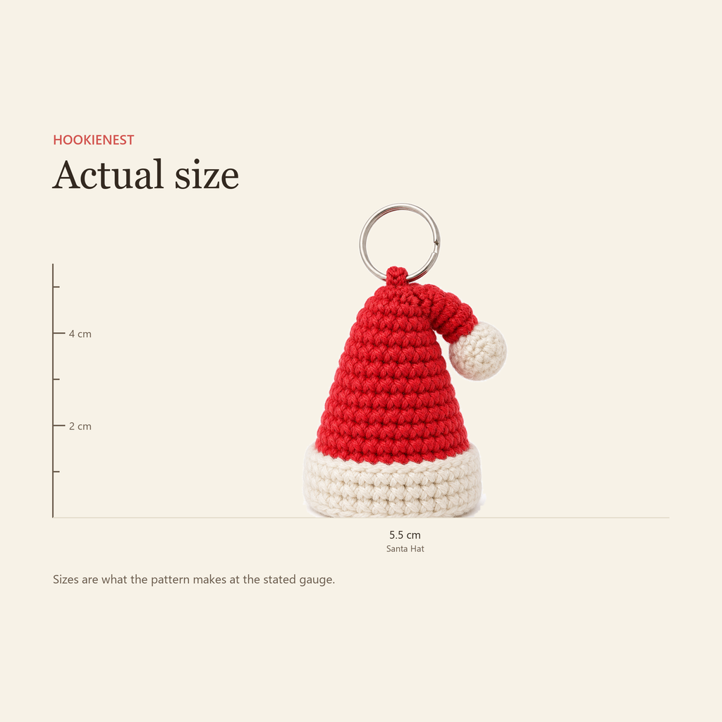 Santa Hat shown against a ruler at actual size