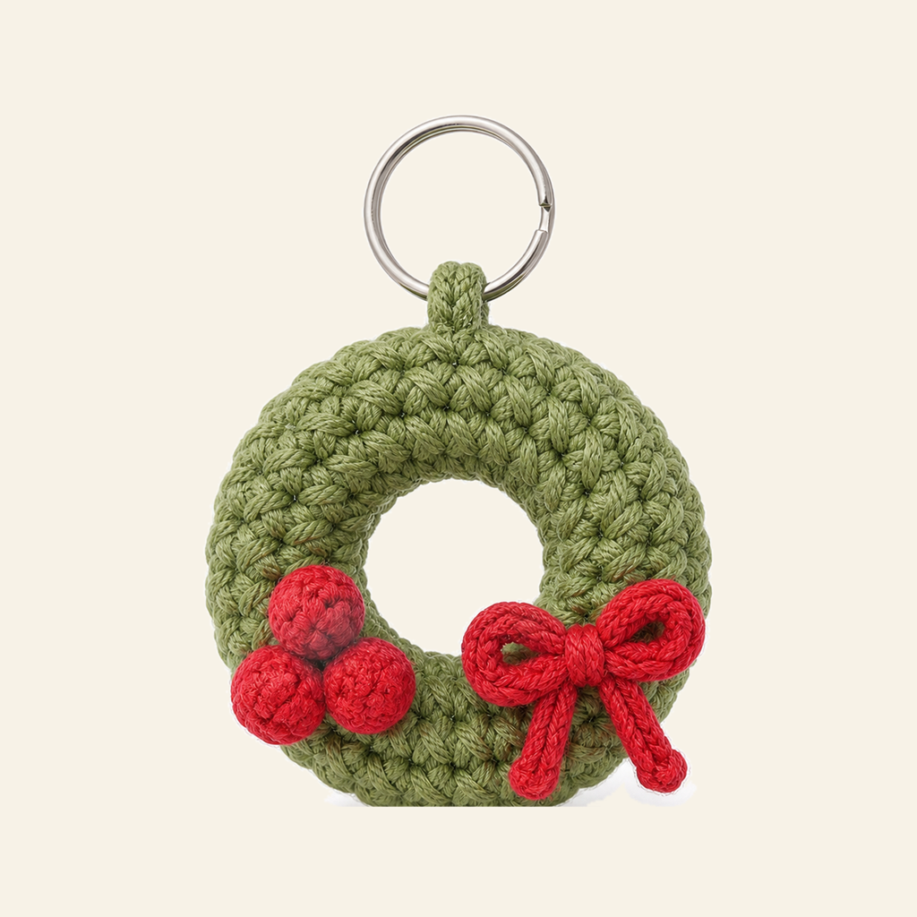 Christmas Wreath crochet charm, finished
