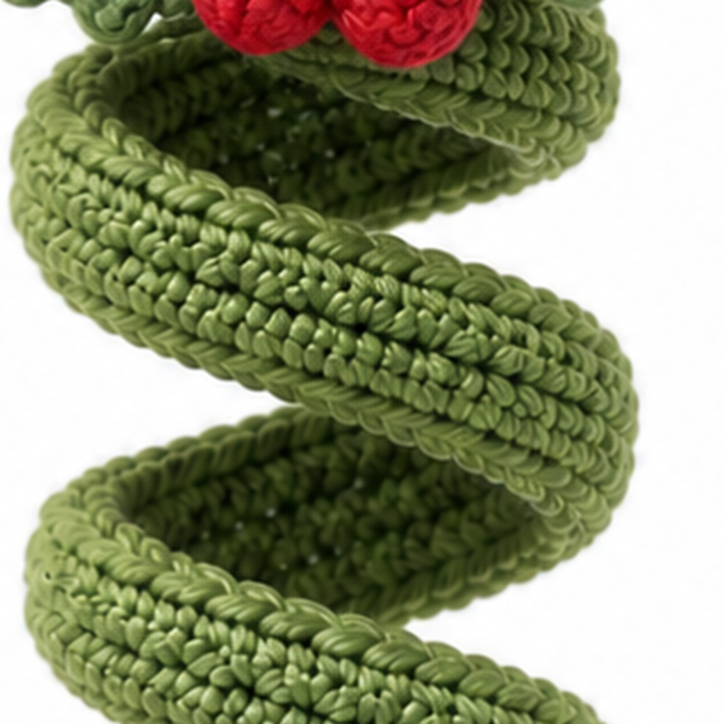 Close-up of the crochet stitches on the Holly Spiral ornament
