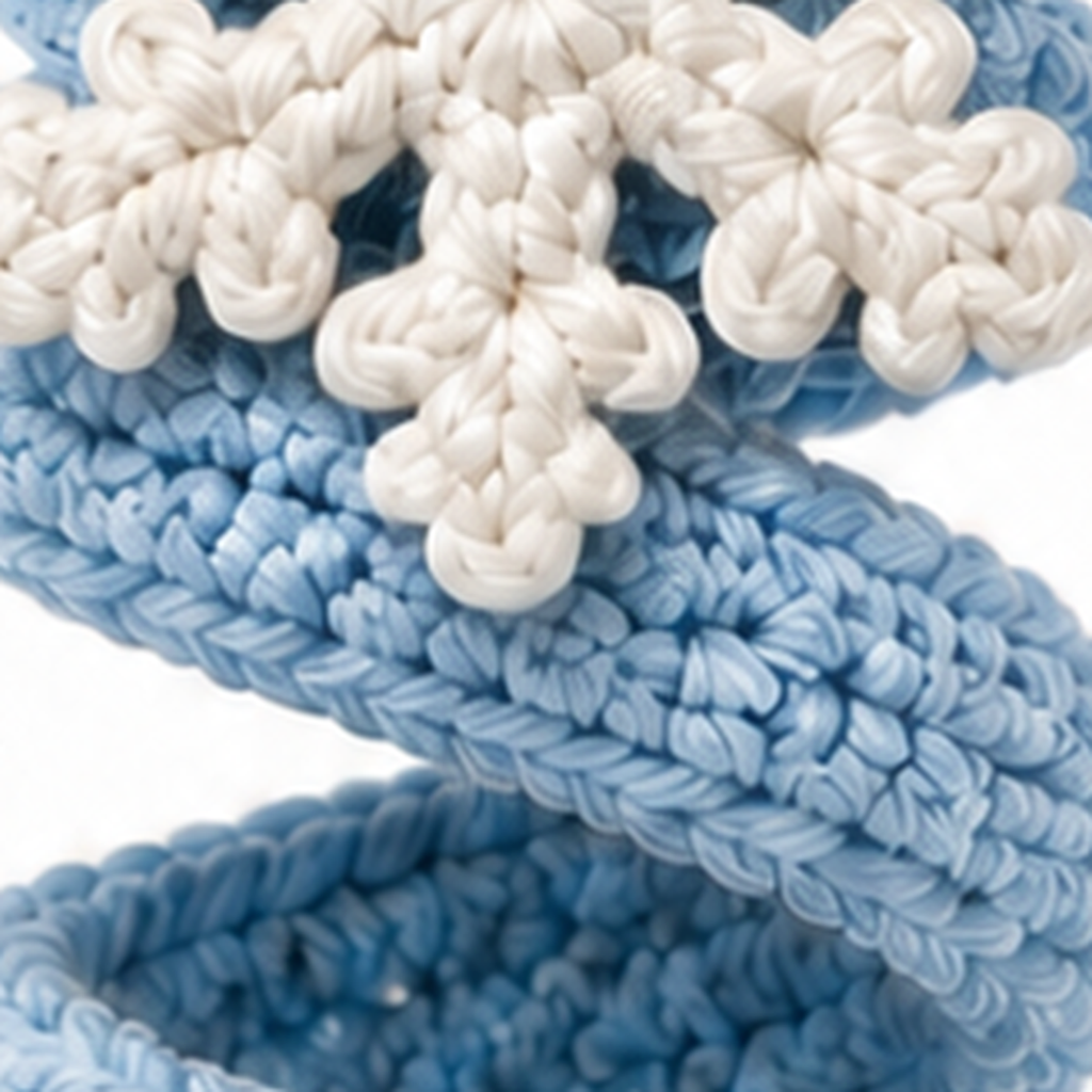 Close-up of the crochet stitches on the Snowflake Spiral ornament
