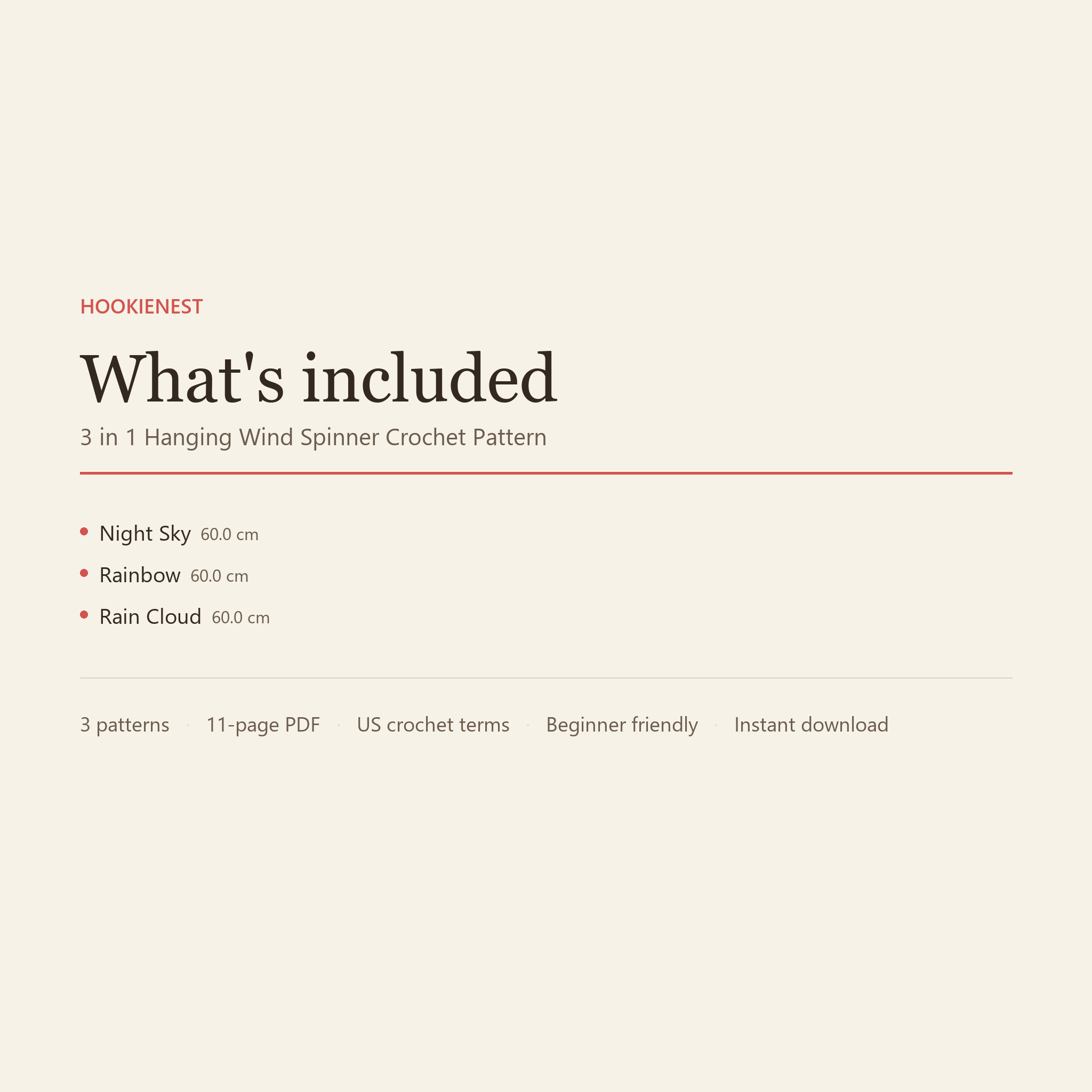 What is included - three patterns in one 11-page PDF
