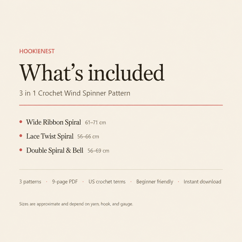 What is included: three written crochet patterns in one 9 page PDF, US terms, instant download