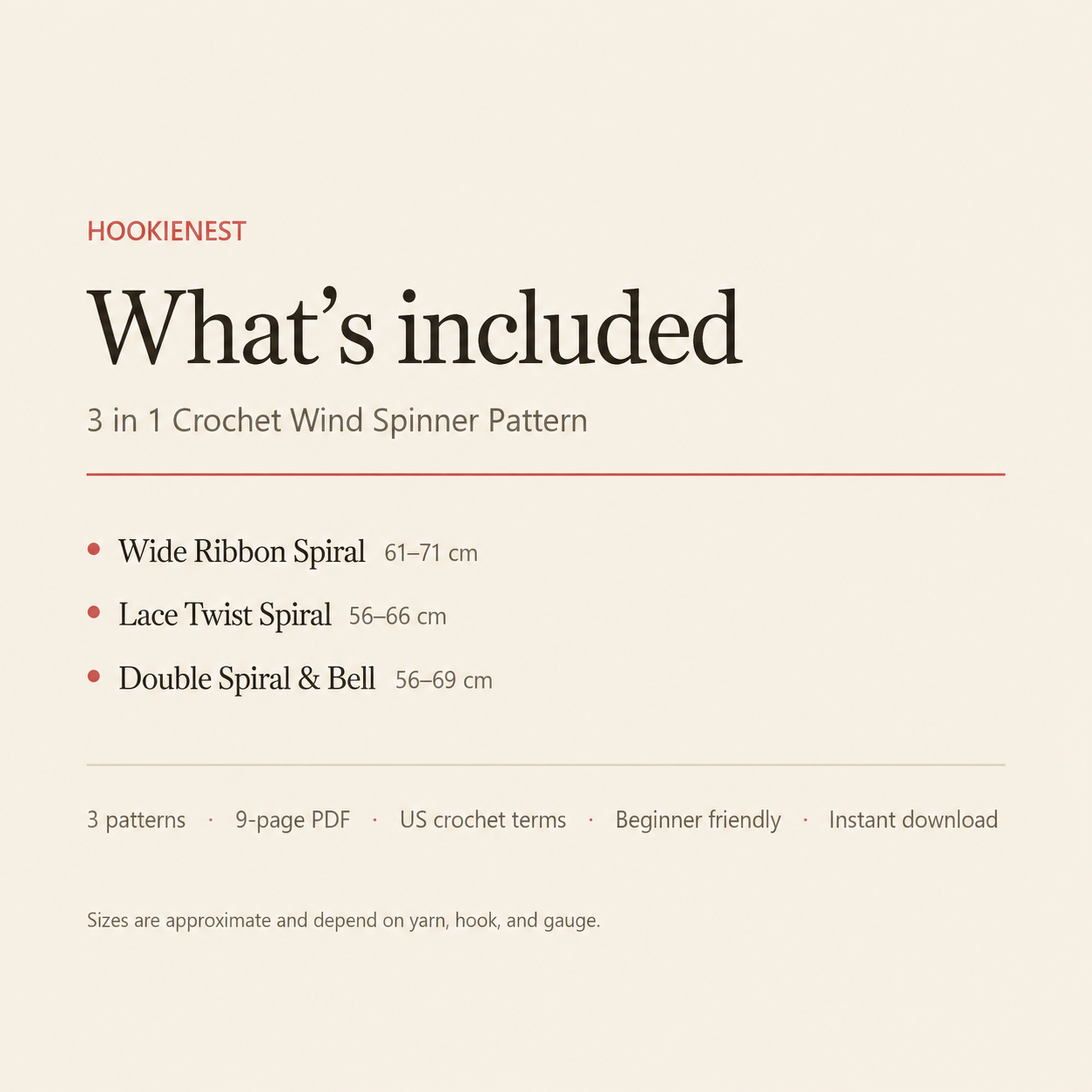 What is included: three written crochet patterns in one 9 page PDF, US terms, instant download