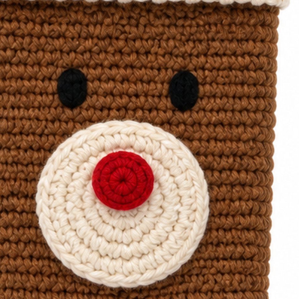 Close-up of the crochet stitch texture on one of the Christmas patterns