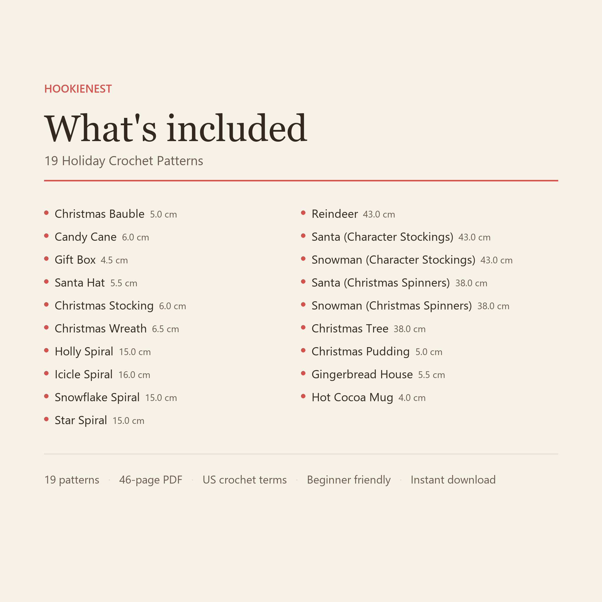 What is included: 19 written crochet patterns in one 46-page PDF